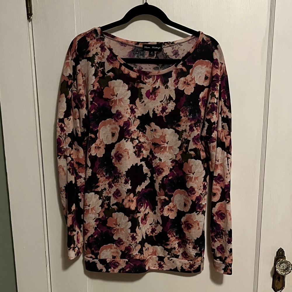 Mason + Mackenzie Floral Knit Long-Sleeve Top (Women’s Large)